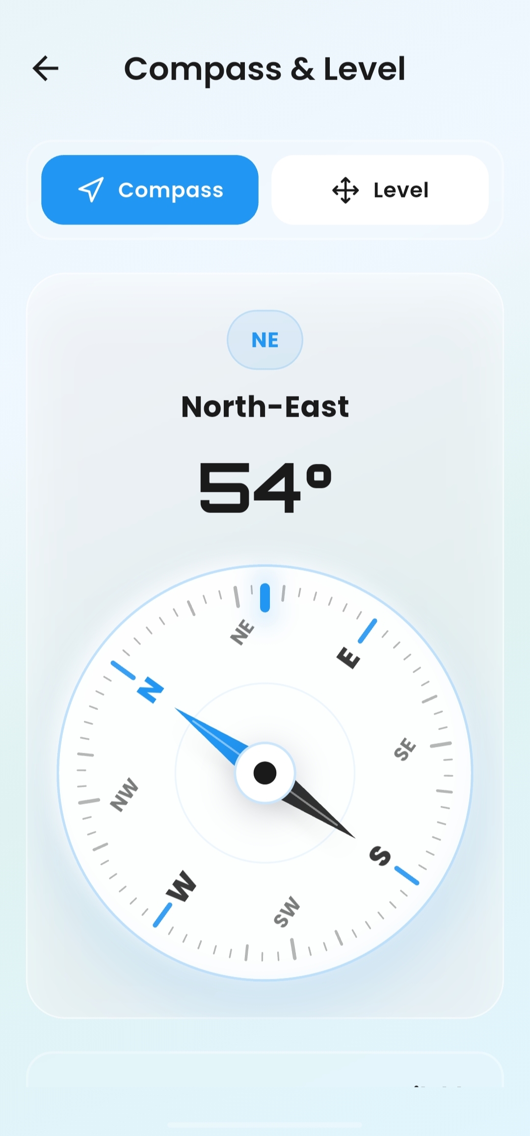 Explain My Phone — Compass & Level screen