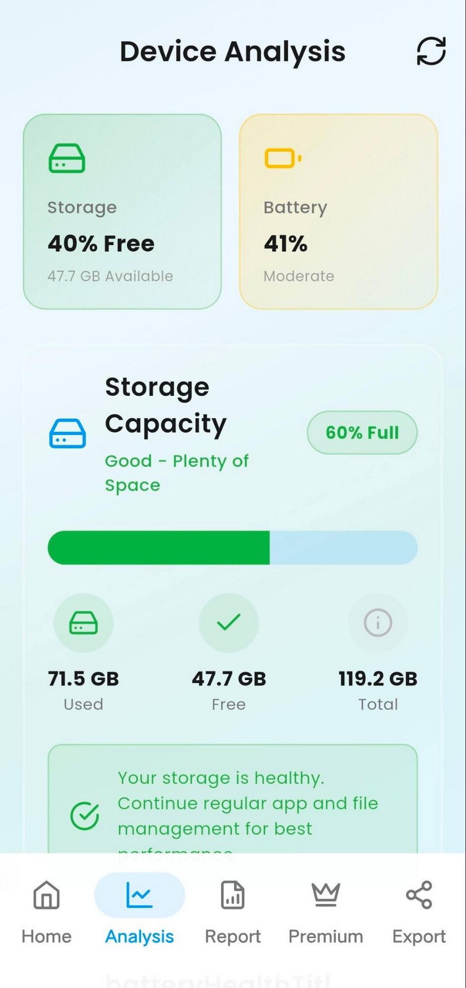 Explain My Phone — Device Analysis screen