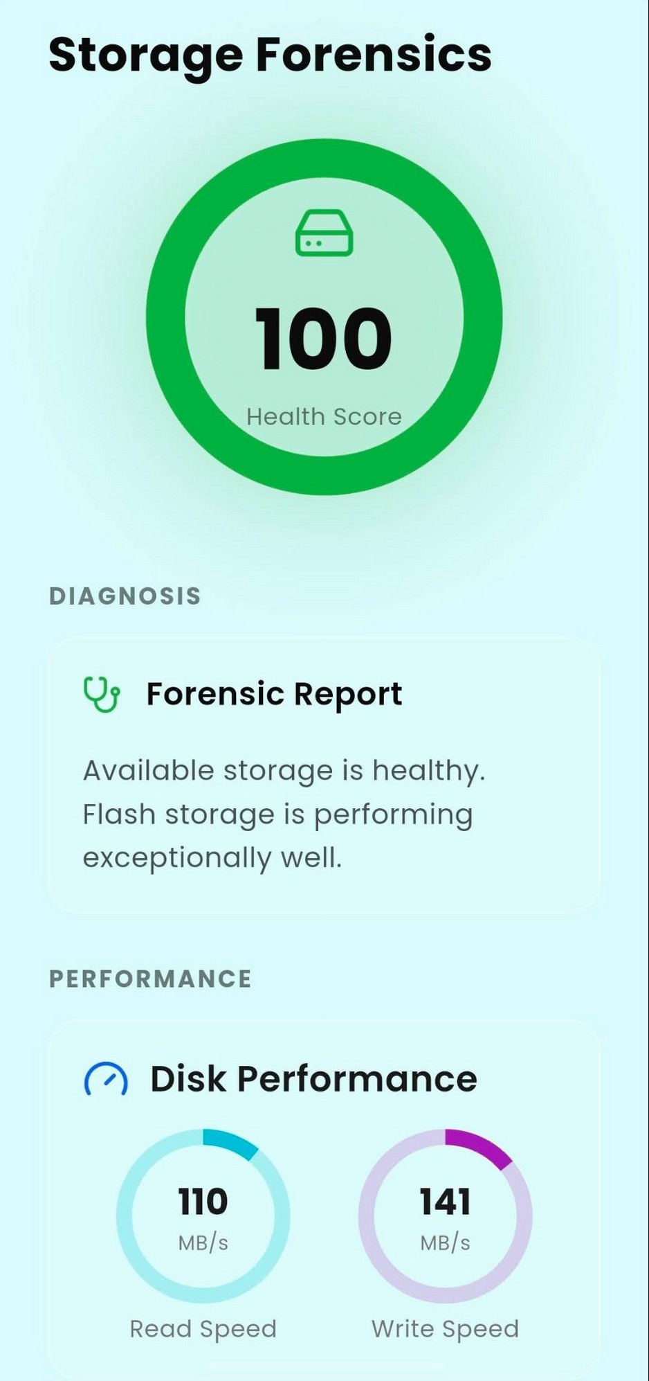 Explain My Phone — Storage Forensics screen
