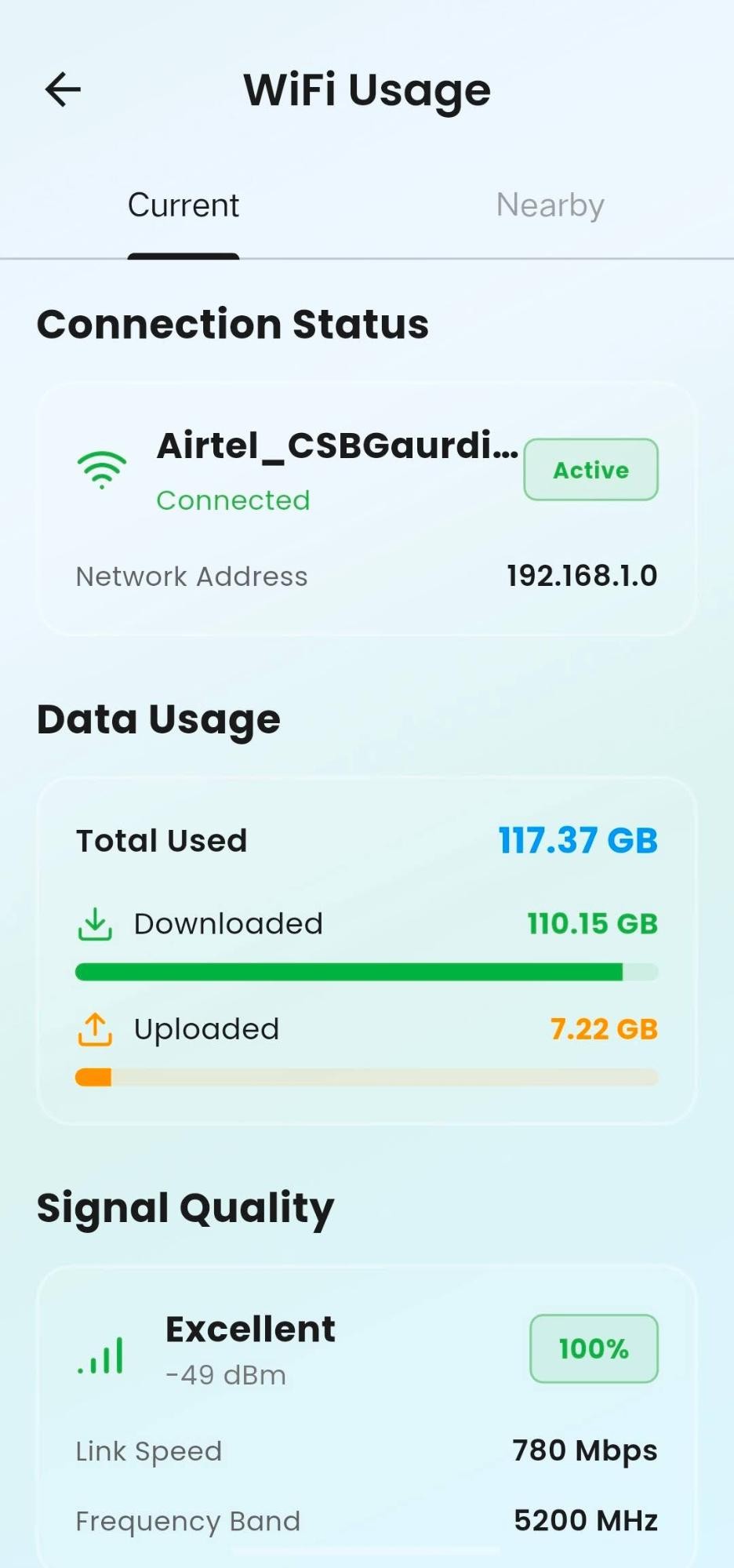 Explain My Phone — WiFi Usage screen